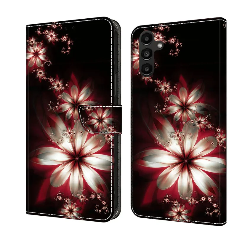 A14 A24 Phone Case For Samsung Galaxy A24 A14 4G A34 A54 5G A145F Leather Cases Magnetic Flip Stand Cute Wallet Cover