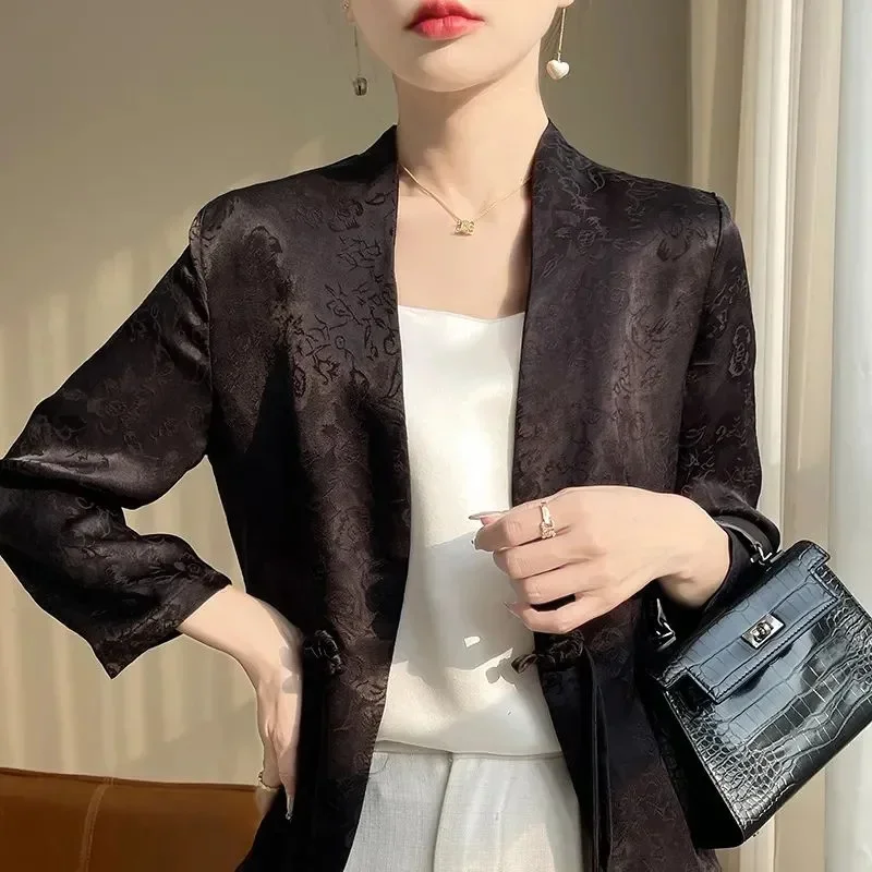 Blazer con fibbia in stile nazionale cinese temperamento femminile manica corta cappotto corto top alta moda nuova giacca Cardigan
