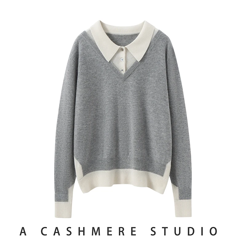 

Women 100% Cashmere Sweater Autumn Winter French Preppy style Raglan Sleeve Pullover Cashmere Knitwear Soft Comfy Clothing Tops