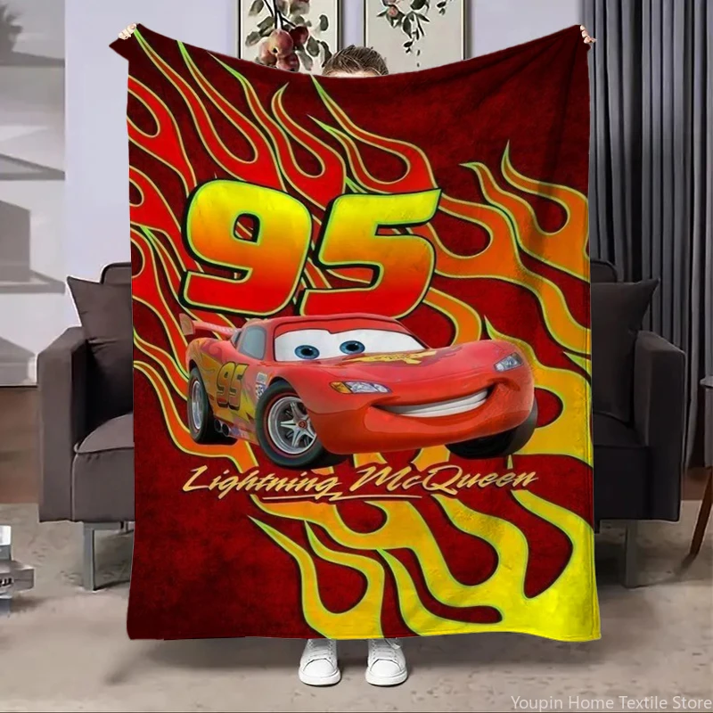 Disney Cars Lightning Mcqueen Flannel Throw Blanket for Bedroom Bed Sofa Lunch Break Picnic Travel Blanket Kids Adult Soft Gifts