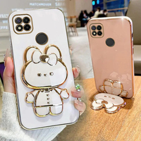 Makeup Mirror Cute Rabbit Phone Holder Case On For Xiaomi Redmi 9C 10A 10C Redmi9C Redmi10C Redmi10A Girl Woman Used Back Cover