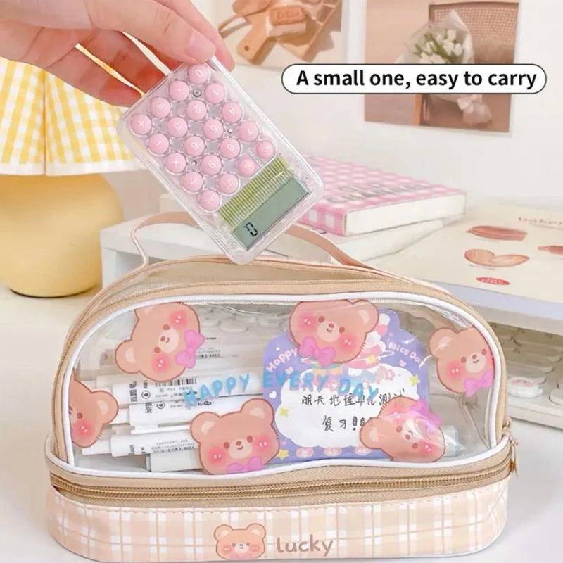 8 Digits Display Silence Widescreen Mini Calculator Students Portable Transparent Electronic Calculator Daily Use