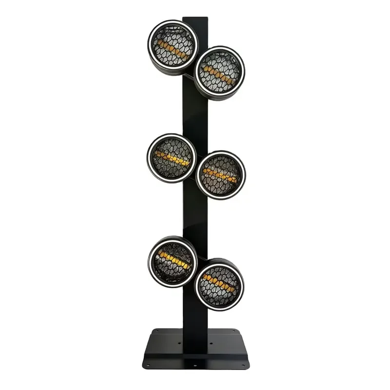 6Pcs 60W Rotatable Retro LED Stage Light | DMX512/Sound-Activated Controlled DJ Yellow Rotating Beam Aperture Ring Strobe