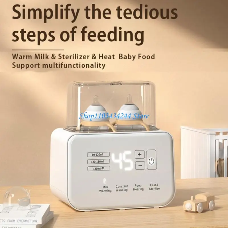 Digitale display-babyflessenwarmer Snelle sterilisator Dubbele flessen en venster voor nauwkeurige temperatuurregeling