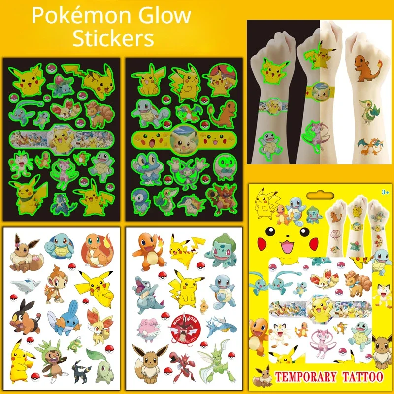 

4pcs/set Pokemon Pikachu Tattoo Stickers Tattoo Sticker Water Transfer Disposable Stickers Pokemon Pikachu Tattoo Stickers Gift