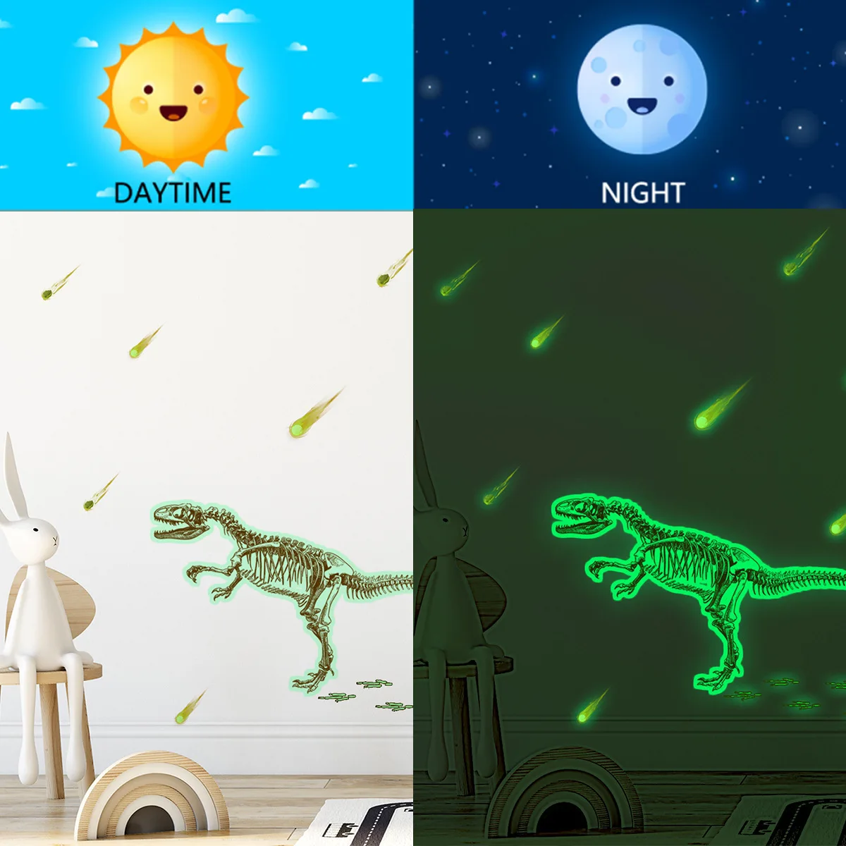 Dinosaur Meteor Shower luminous wall stickers luminous stickers living room children room self-adhesive decorative wall stickers