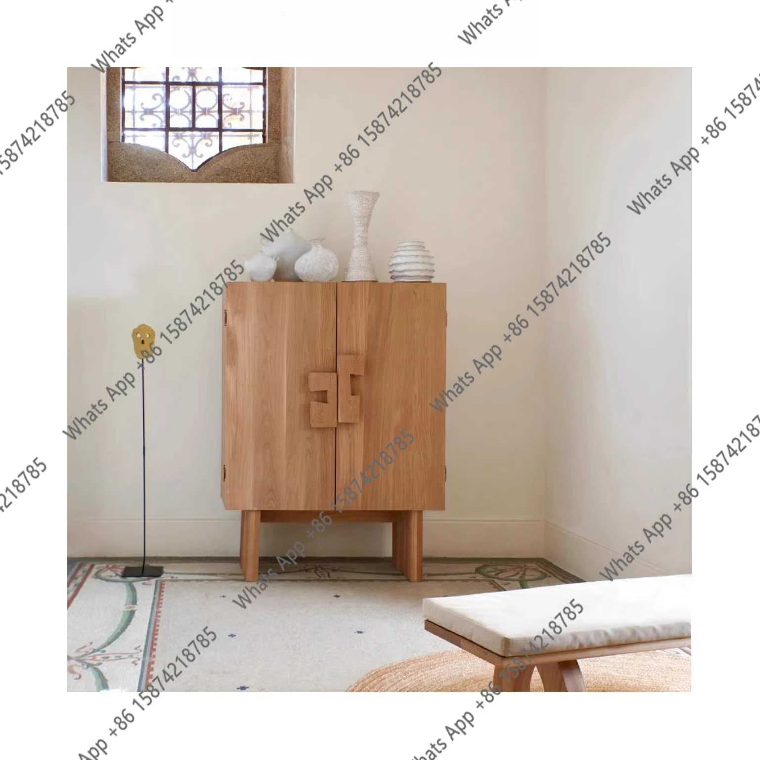 

Wabi Sandy Wind Solid Wood Designer Log Wind Household Dining Side Cabinet Medium Antique Storage Cabinet Locker American Countr
