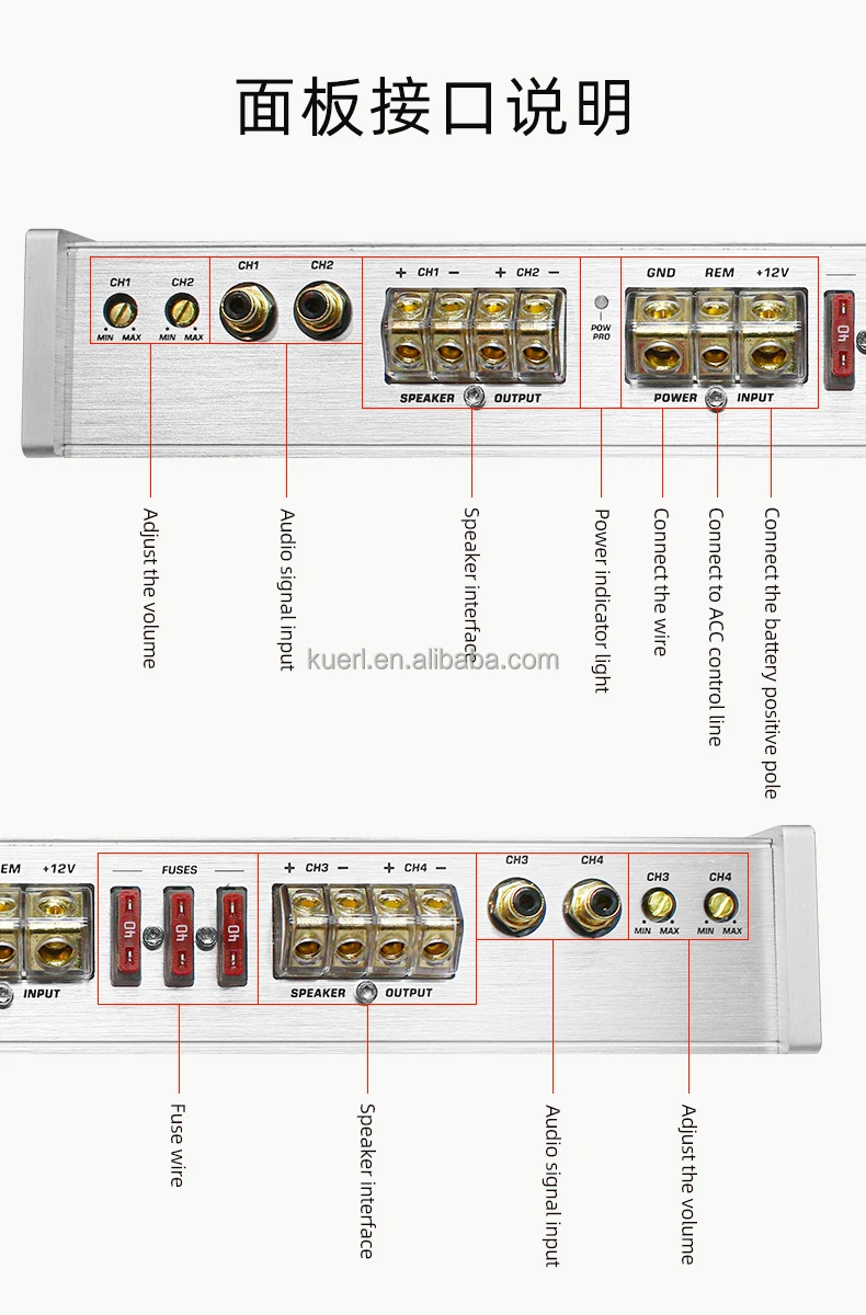 Wholesale RMS Power 150W*4CH 12V Class D Amplifiers High Power 4-Channel Car Audio System Professional for Car Audio Enhancement