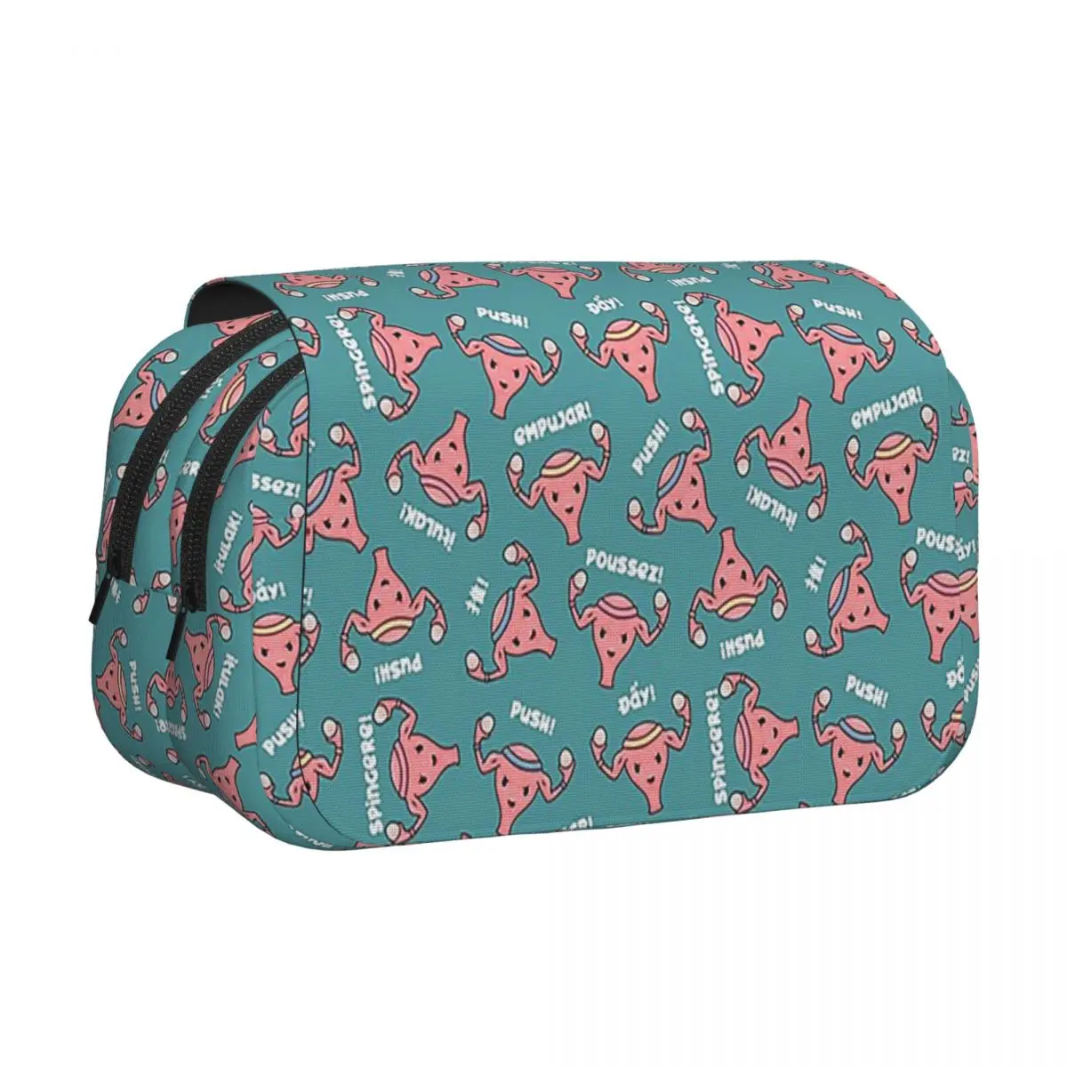 Pregnant Uterus PUSH Scrubs, Nurses, Midwife, OBGYN Teal Pencil Cases Pen Holder Hard Shell Large Storage Pen Box Pencil Bag