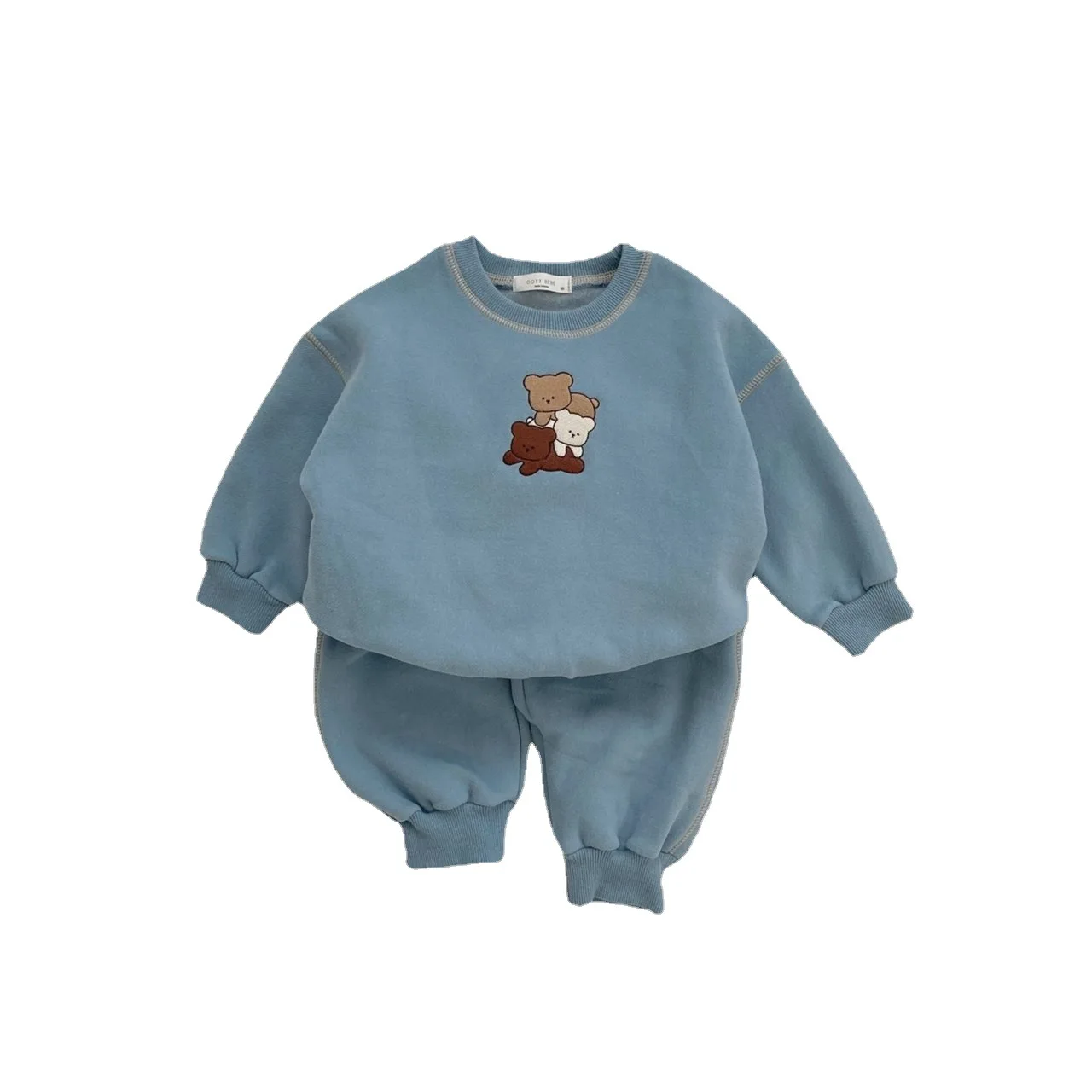 2023 Autumn Newborn Toddler Girls Boys Full Sleeve Bear Top sweatshirt+pants Infant Kids 95% Cotton Clothing Set 2pcs 0-3Y