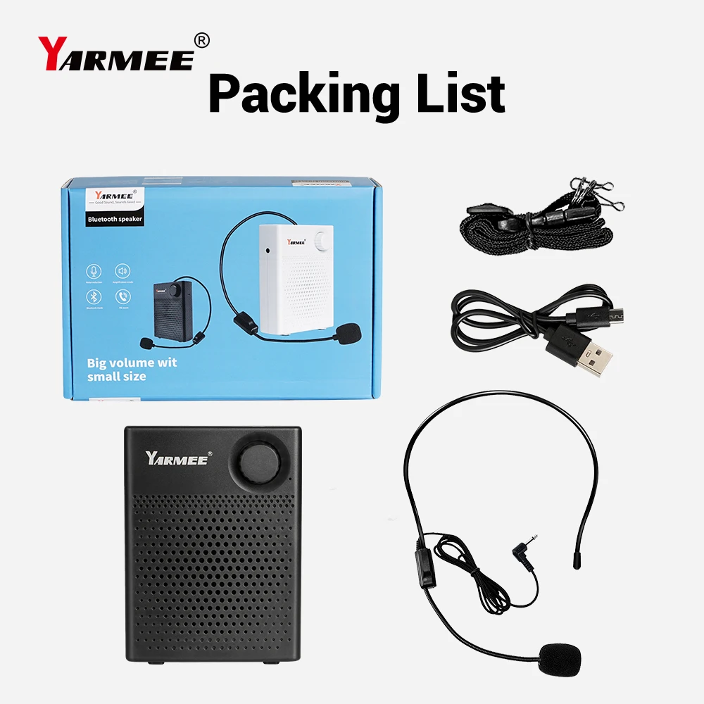 YARMEE Megafone Portátil Amplificador de Voz caixa de som Bluetooth Alto-falante USB Microfone Profissional Adequado Professor Instrutor Promoção