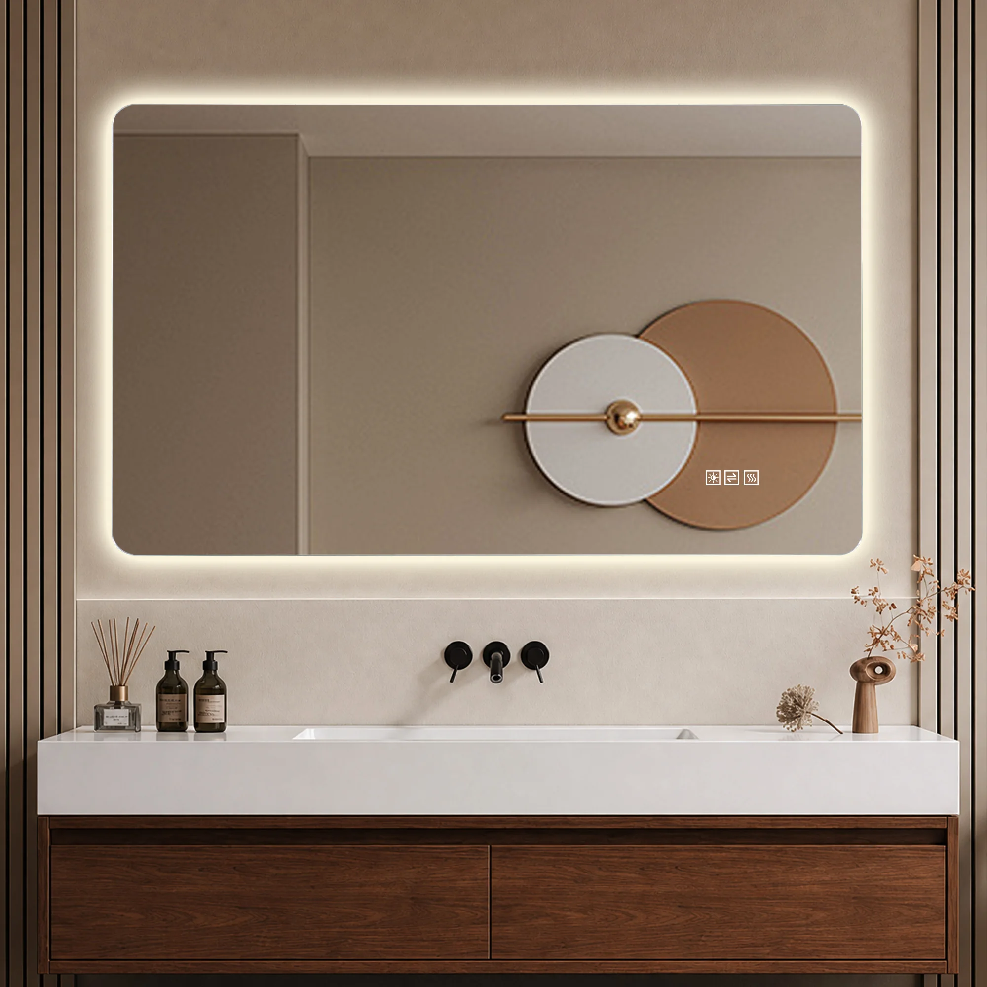 Miroir de salle de bain LED 60x120cm avec éclairage rétroéclairé, anti-buée, 3 températures de couleur, gradation progressive, fonction mémoire – Étanche IP44, montage horizontal et vertical pour meuble-lavabo