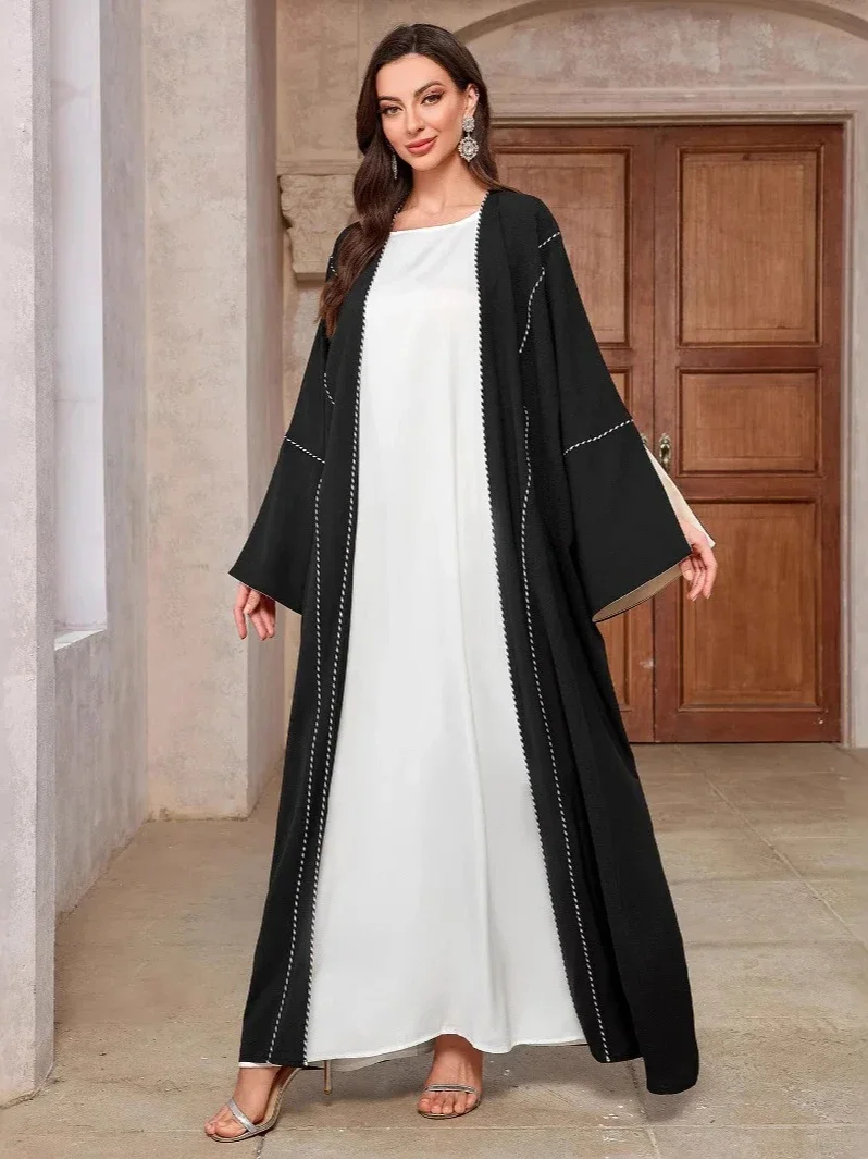 عباية نسائية كارديجان بأكمام مقسمة فساتين أنيقة مفتوحة رداء المغرب قفطان دبي رمضان عيد جلابية إسلامية عبايات #3