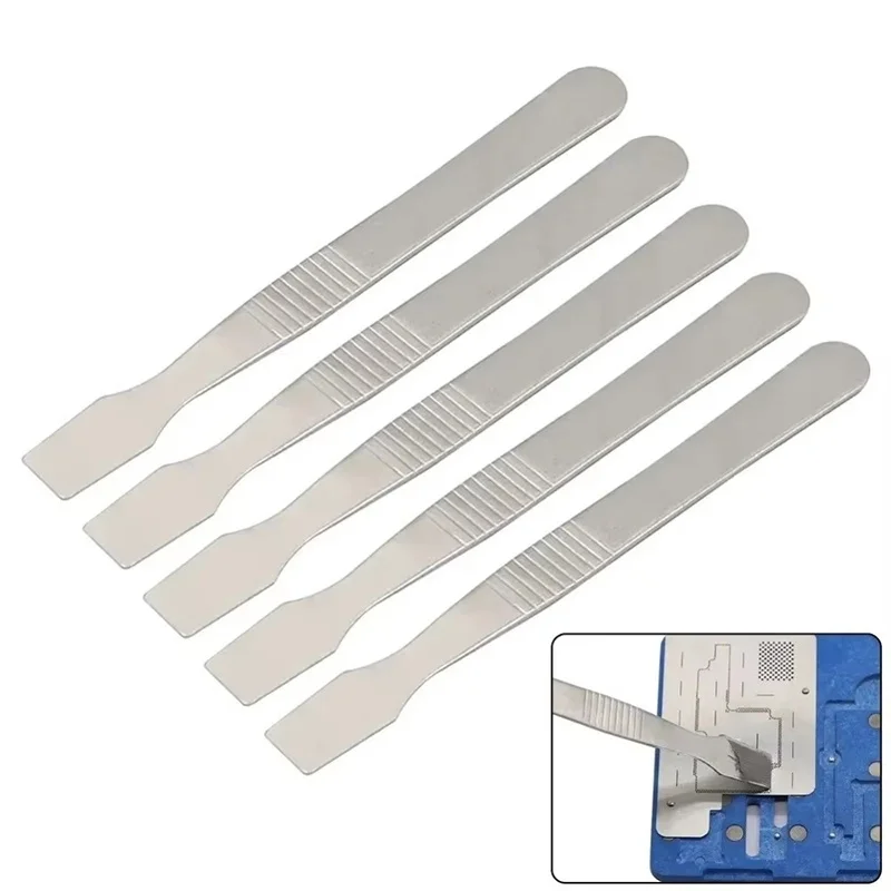 5pcs Flux Scraper Metal Spudger Solder Paste Stainless Steel Knife Blade Solder Paste Scraper For Phone Tin Scraping Knife Tool