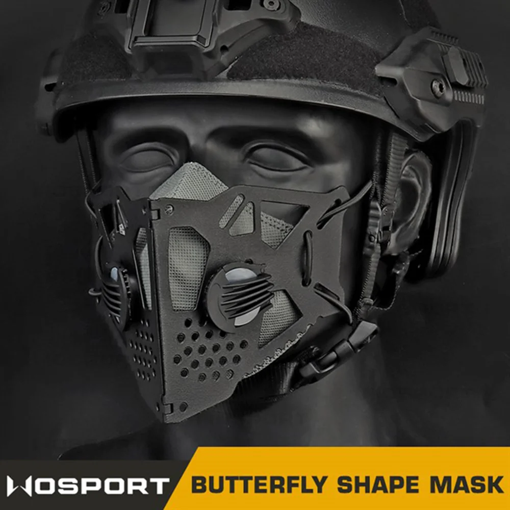 Tactical Mask With Replaceable Filter Paintball Airsoft Protective Half Face Mask Hunting Shooting Butterfly Mask Wargame CS