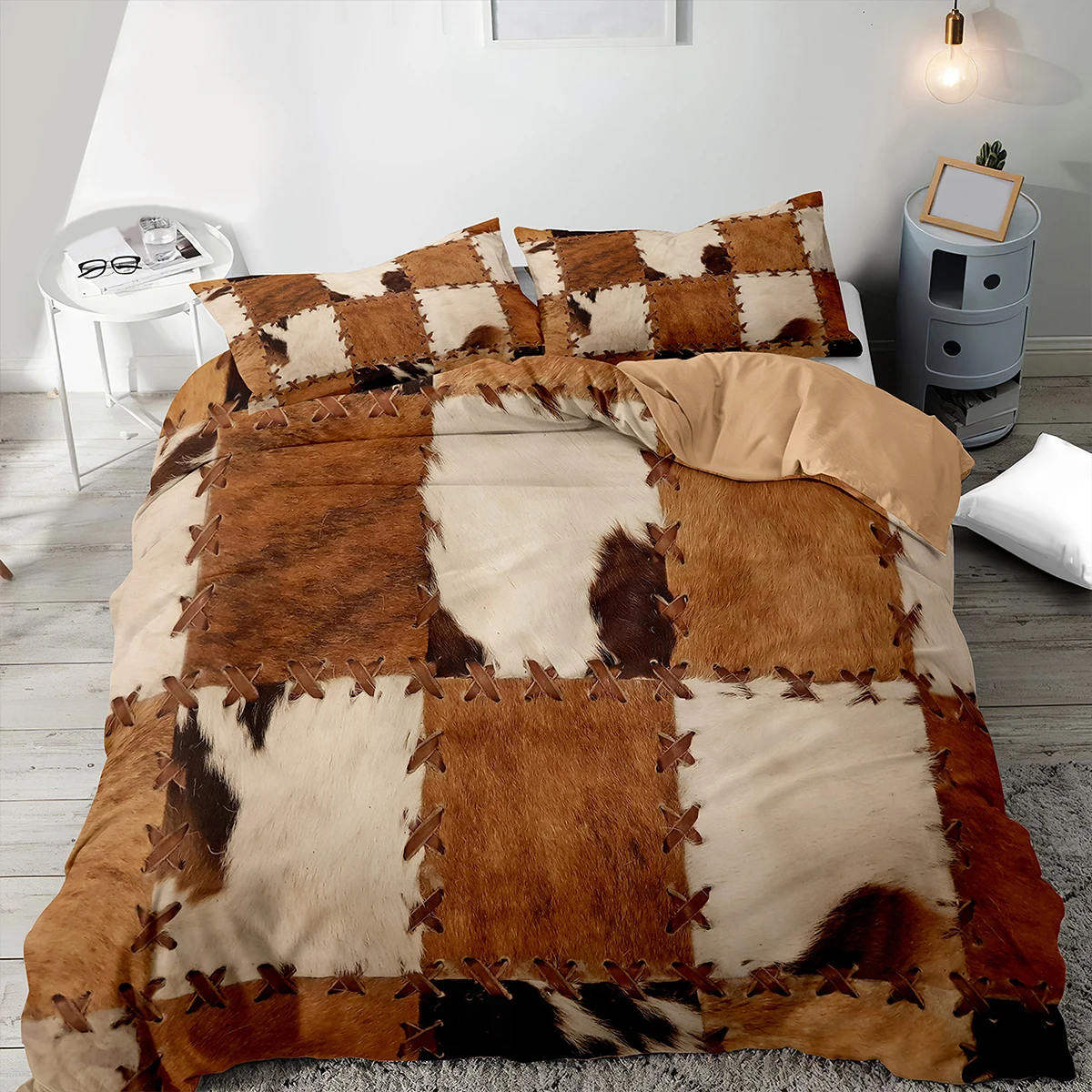 2/3pcs Soft and Comfortable Animal Cowhide Duvet Cover Set with Black and White Cow Print - Perfect for Bedroom and Guest Room (