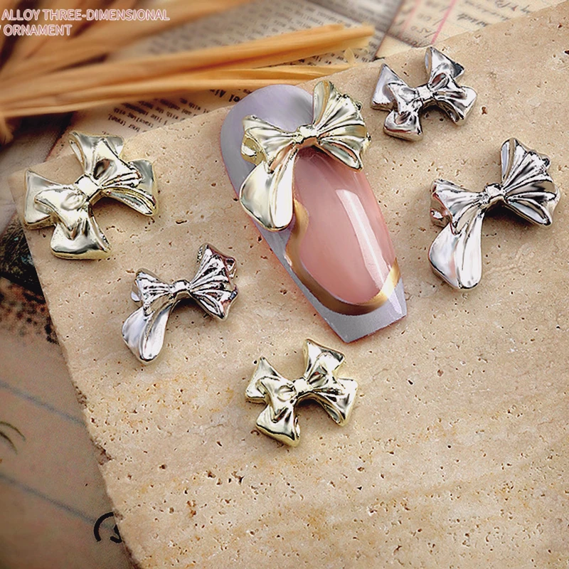 

20PCS 3D Alloy Bow Nail Art Charms Kawaii Bowknot Accessories For Fake Nails Decoration Supplies Tool Manicure Decor Products