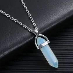 Hot Silver Plated Natural Quartz Crystal Hexagonal Chakra Healing Point Pendulum Stone Pendant Necklace Jewelry Accessories
