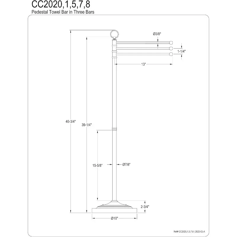 CC2027 Vintage Freestanding Towel-Rack, Brushed Brass