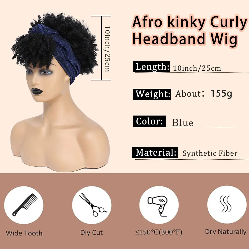 วิกผมแบบคาดศีรษะทรงหยิกสั้นแบบแอฟโฟรพัฟ สำหรับผู้หญิง วิกผมสังเคราะห์แบบธรรมชาติ ใช้ได้ทุกวัน