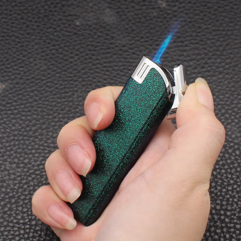New Portable Cool Trendy Play Matte Finish Windproof Blue Flame Butane Lighter Metal Inflatable Direct Charge Cigarette Lighter