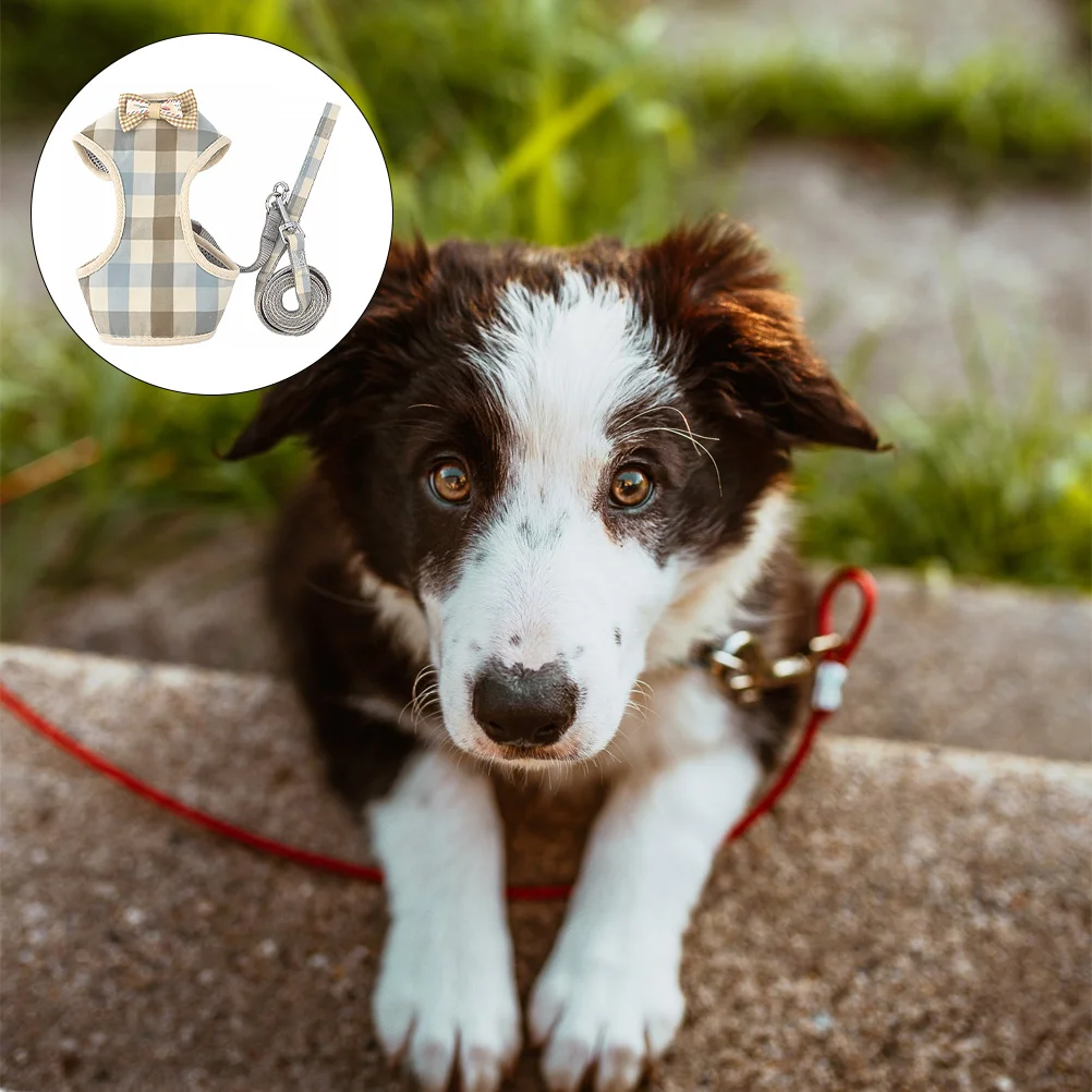 

Dog Vest Leash Combo Gentleman Style Wear Resistant Puppy Harness for Daily Walk Holiday Party Small Pet Walking Gear