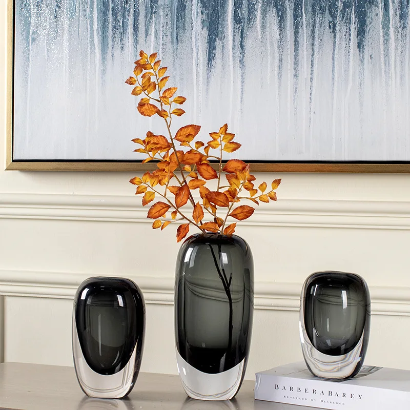 

Simple glass vase light luxury craft flower arrangement decor for living room model room hotel porch dining table modern home