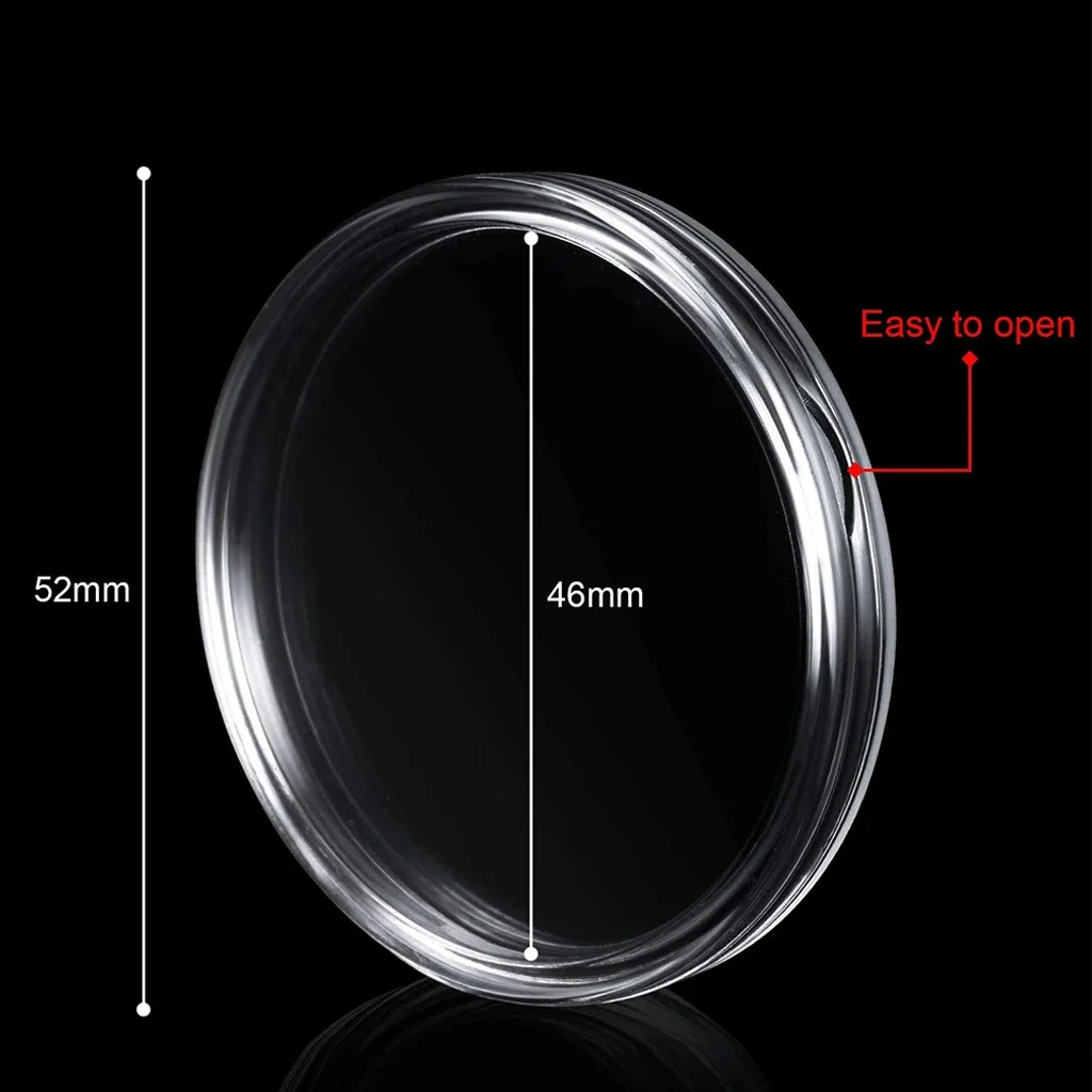 10PCS Transparent Plastic Coin Capsule Case Storage Holder with Black Gasket for 16/20/25/27/30/35/40/46mm Dia. Coin Organizer