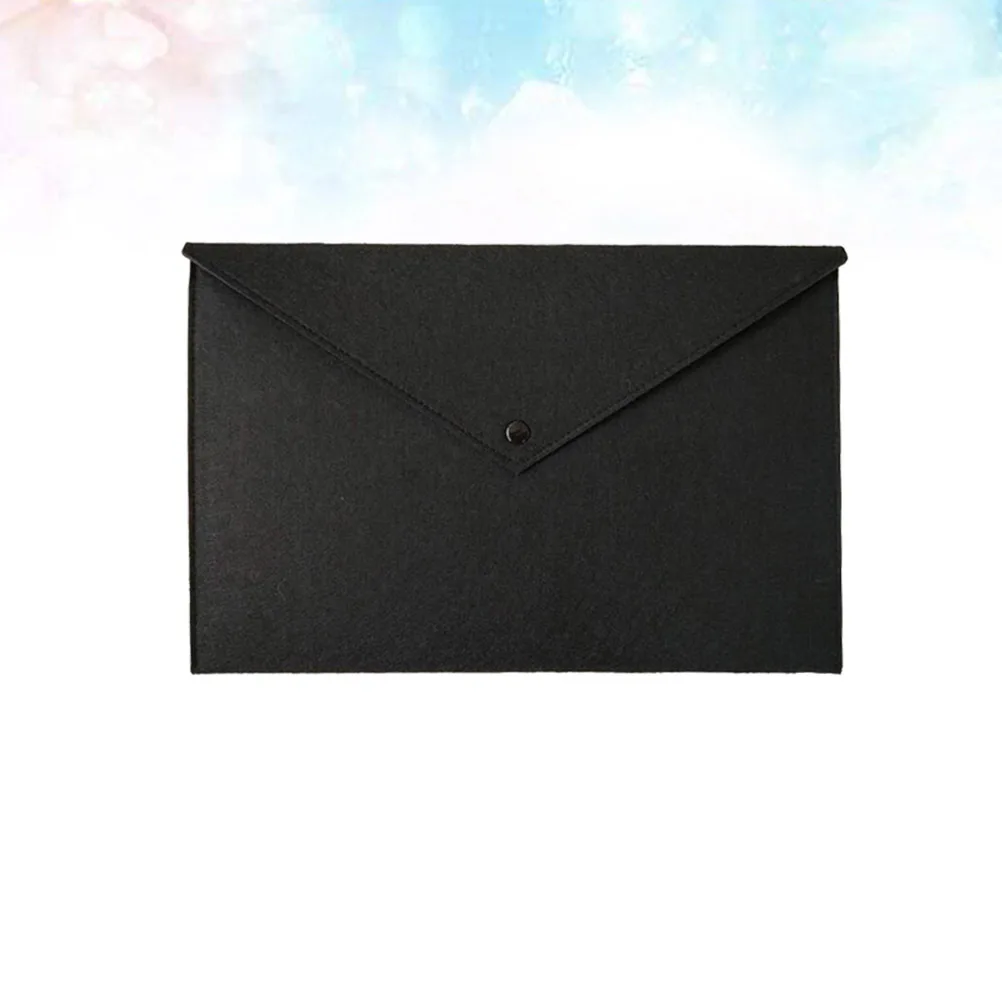 

Felt With Button Secure Closure Document Organizer For Office Black A4 Size Tear Proof Document Folder