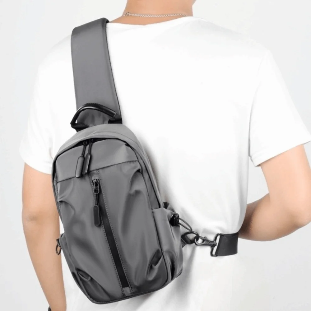 

Повседневная мужская нагрудная сумка-оксфорд, однотонная спортивная сумка через плечо большой вместимости, многофункциональная нейлоновая сумка на плечо для отдыха на открытом воздухе