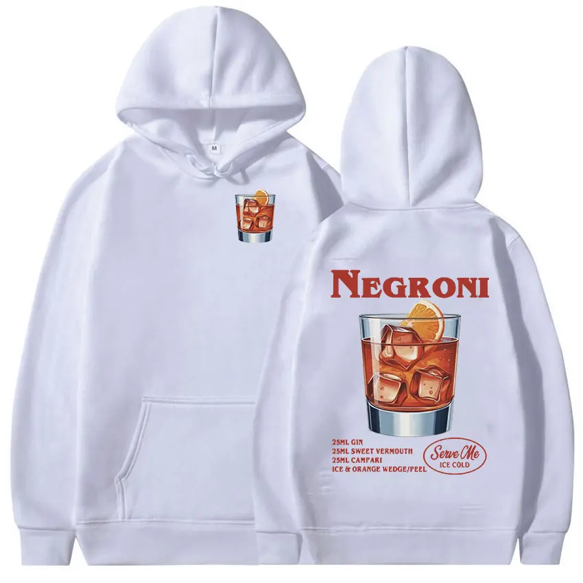 Negroni-Sweat à Capuche Imprimé Cocktail pour Homme et Femme, Pull Décontracté à Manches sulf, Streetwear avec Sourire, à la Mode