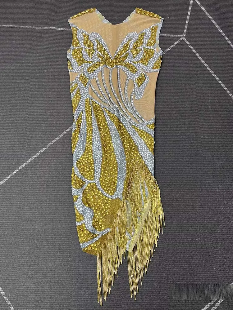 جودة عالية حجر الراين غير النظامية شرابة سترة مرنة فستان 2025 موضة جديدة مخصصة الملابس النسائية #6