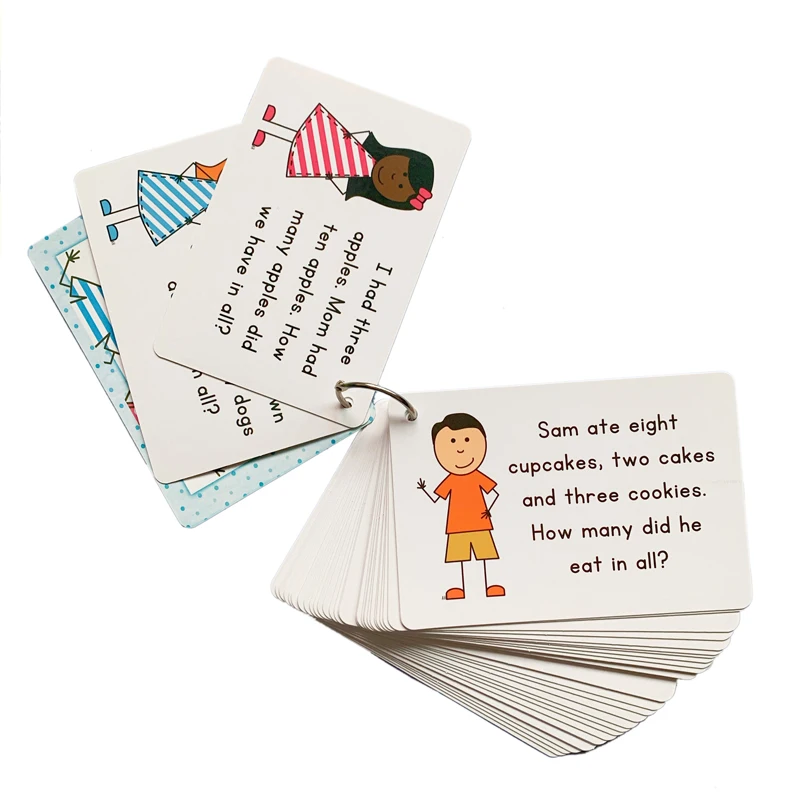 36PCS 72 Questions Toddler Flash Cards Mathematical Logic Q&A Learn English Flashcards Enlightenment Thinking Memory Game