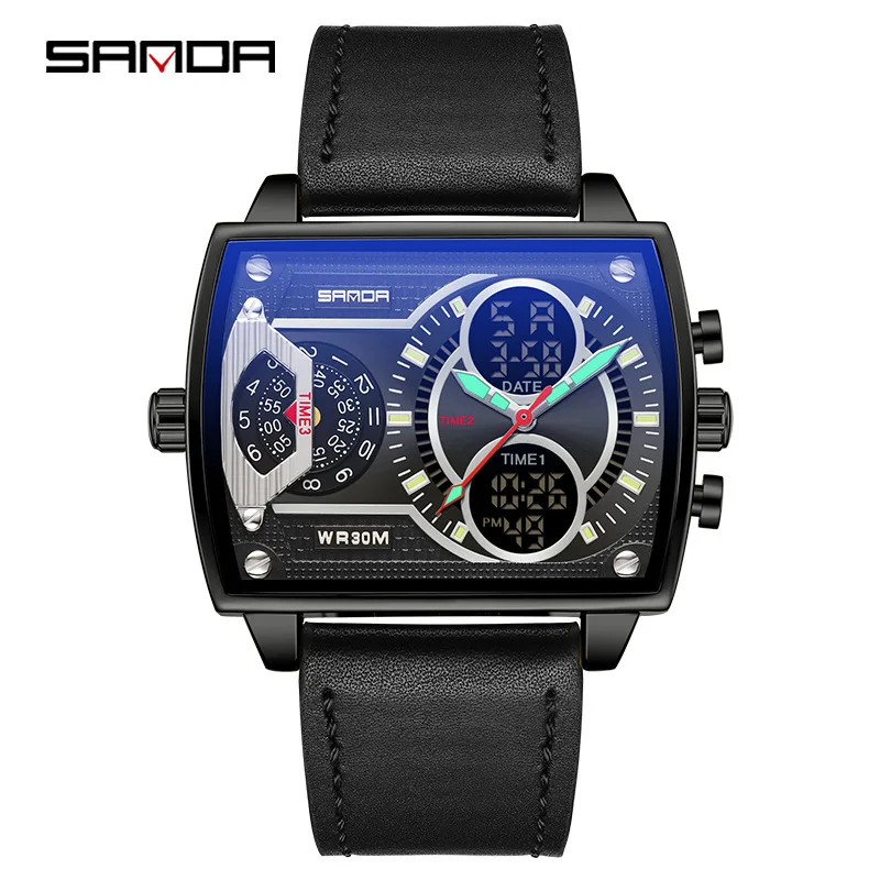 Military Men Watches Sports Leather Watch Men Top Brand Luxury Men's Quartz Digital Casual Outdoor Waterproof Wrist Watch