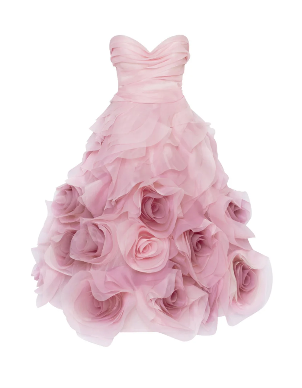 Contessa Custom Pink Strapless Evening Dress Sweetheart Ruched Prom Dresses 3D Rose Vestidos De Noche Organza Formal Evening image 3