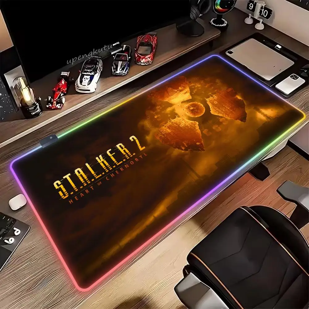 

Stalker 2 Gaming RGB Mouse Pad Large Rug For Xxl PC Gamer Desktop Decoration Office Glowing Mousepad Antislip Backlight Desk Mat
