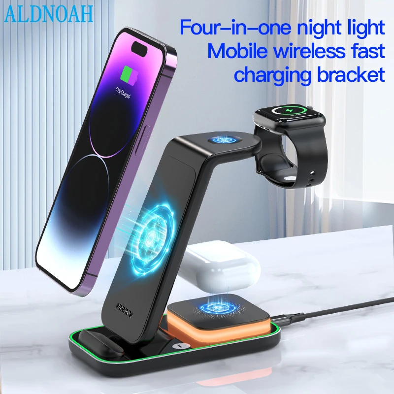 

3 in 1 Wireless Charger Stand 15W Fast Charging Dock Station for iPhone 14 13 12 11 X XR 8 Apple Watch 8 7 6 iWatch Airpods Pro