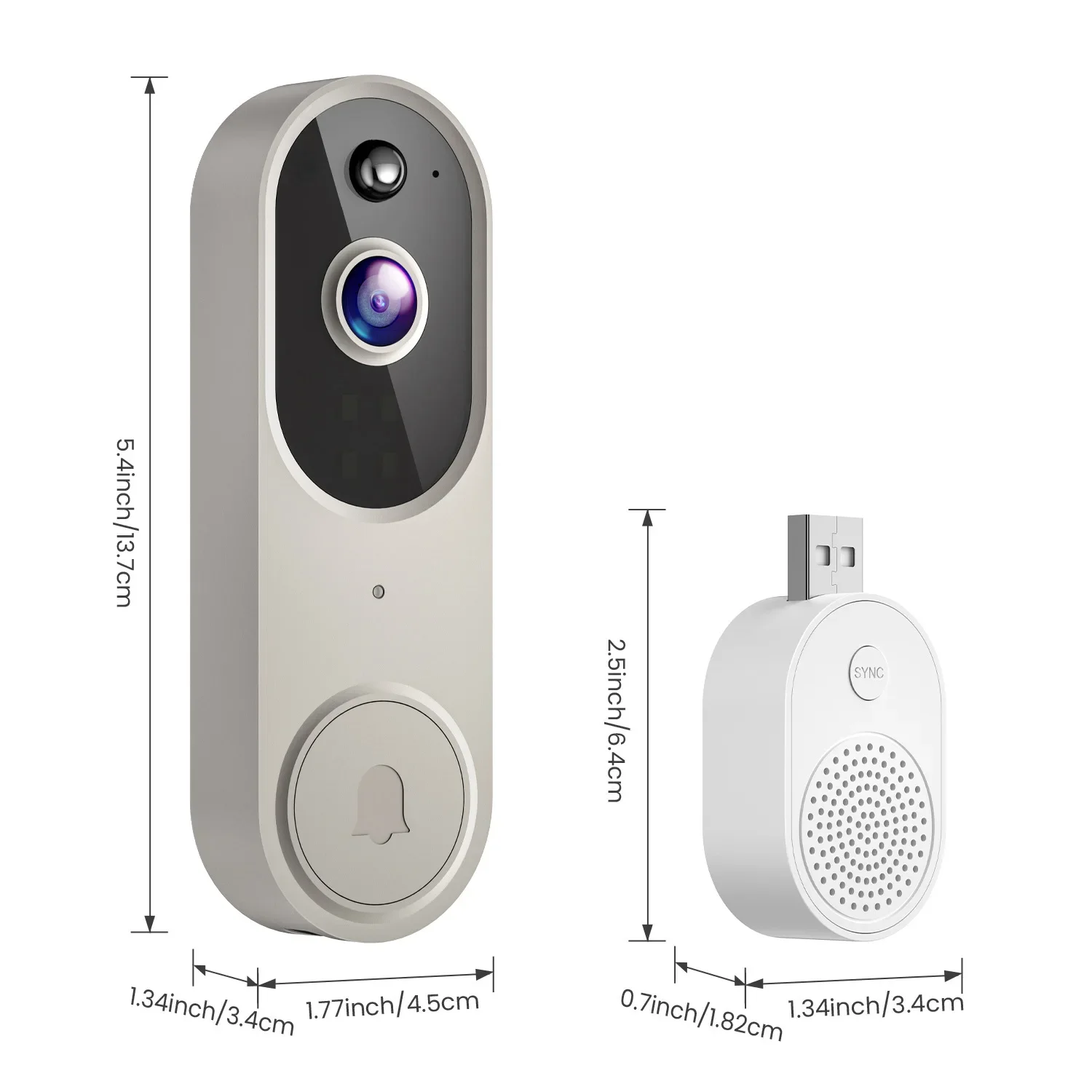 2.4GHZ WIFI video doorbell camera Intelligent intercom humanoid recognition 1080P HD night vision security smart home doorbell