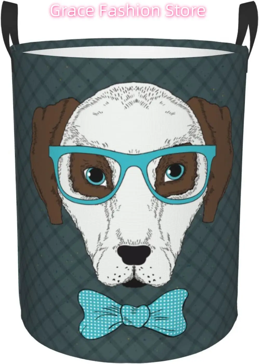 

Laundry Hamper Puppy with Glasses LAundry Basket Waterproof Personality Fashion Hampers for Laundry Large Collapsible
