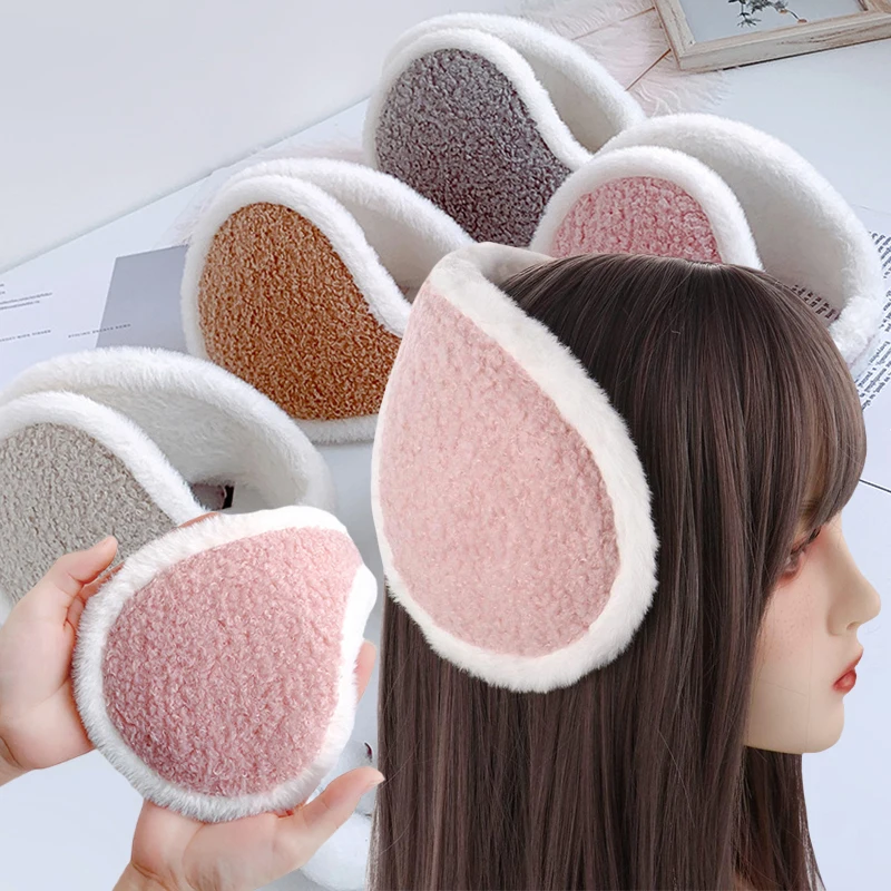 Earmuffs de equitação dobráveis para homens e mulheres, pelúcia, monocromática, quente, anti-vento, capa de orelha ao ar livre, acessórios de moda, inverno, 1pc