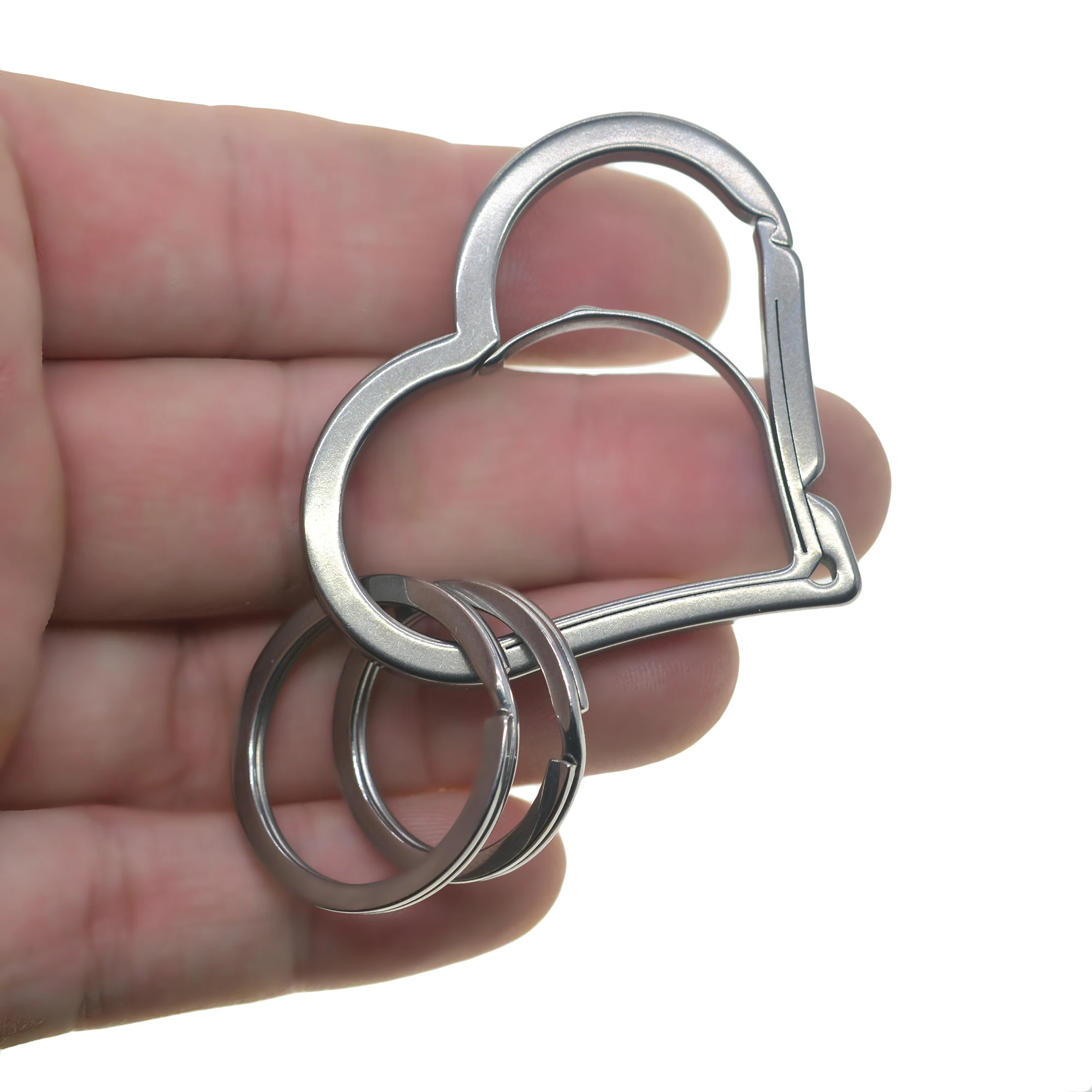 Polished TC4 Titanium Ti Heart  snap non spring Lock keychain quick release Carabiner shackle EDC DIY Gift