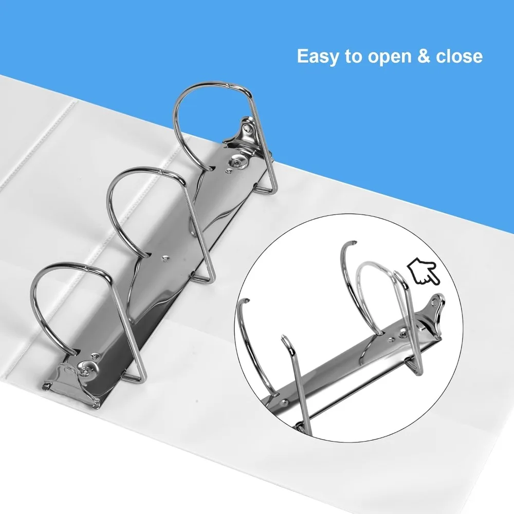 Durable 5 Inch D-Ring Binder, Large Capacity 950-Sheets, Fits 8.5 x 11 Paper, 6-Pack White, Slant-D Ring for Long-Lasting Use