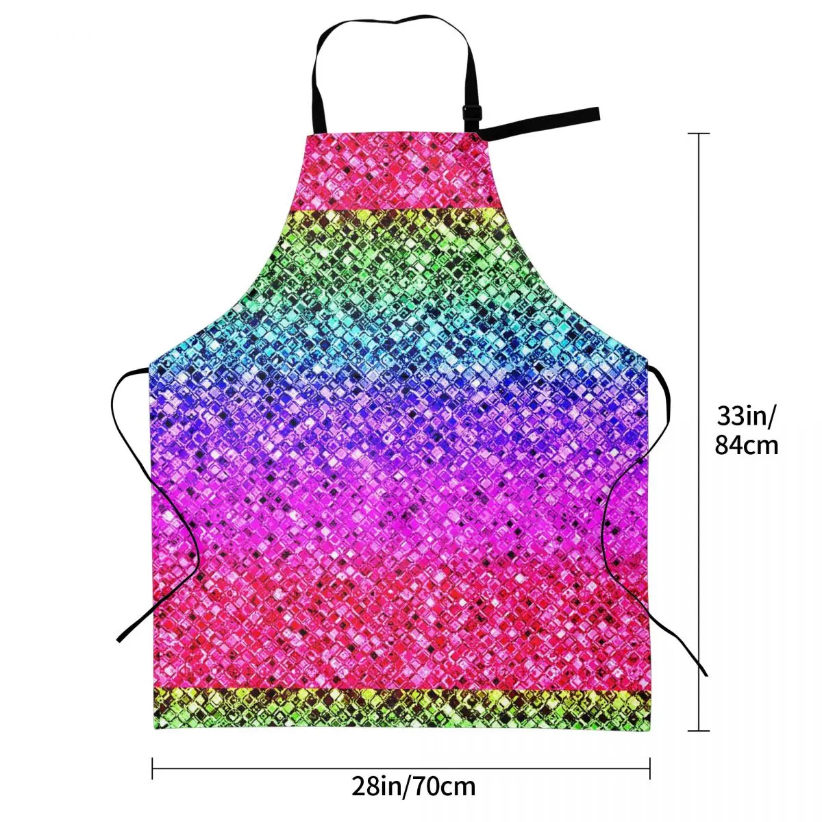 Colorful Rainbow Glam Glitter Artwork Aprons Chef Cooking Baking Tablier Sleeveless Bib Kitchen Cleaning Pinafore for Women Men