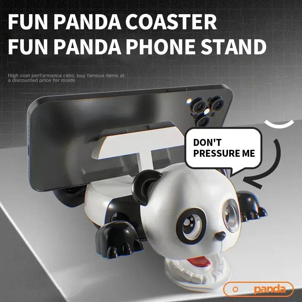2in1 Frightened Stared Panda Coaster Pressing Surprise Eye Gazing Table Decoration Drink Coasters Multi-function Portable