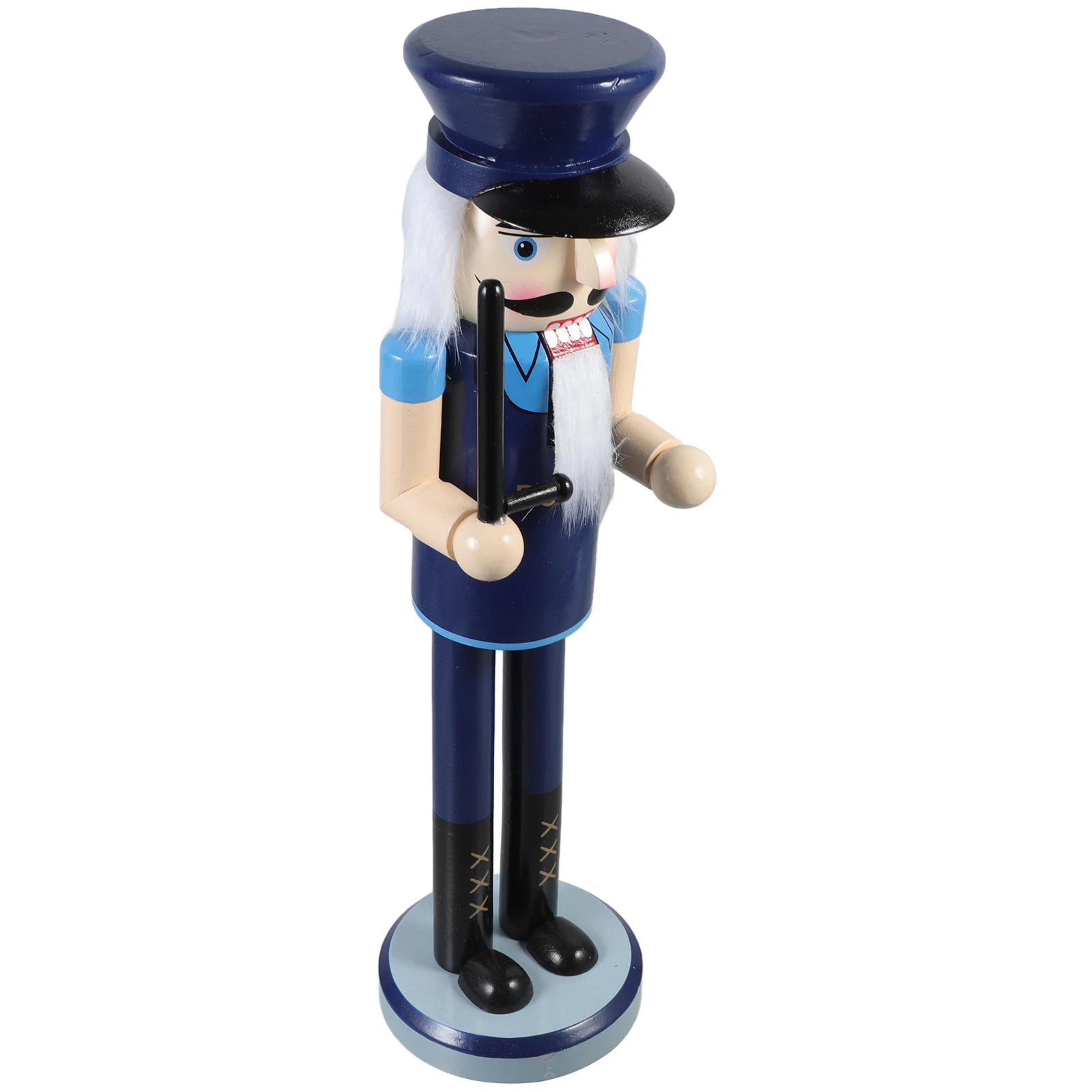

1pcs 38Cm Wooden Police Nutcracker Christmas Decor Hand-Painted Xmas Statue Home Holiday Decoration Table Centerpiece Gift Wood