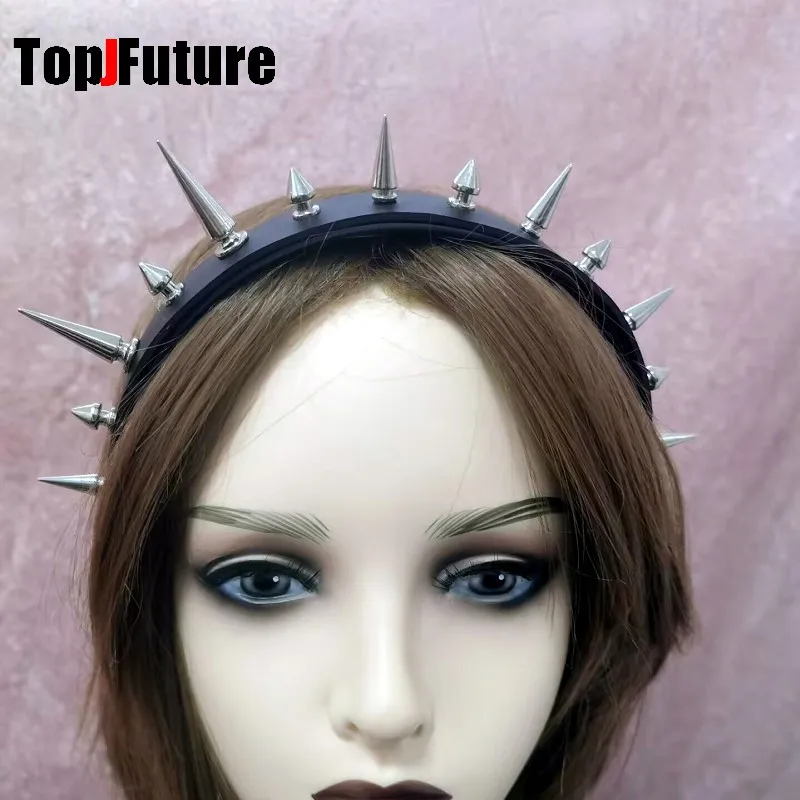 

Subculture Y2K GIRL Harajuku Halloween cosplay Gothic punk dark handmade Lolita pu rivet headband Hair accessories