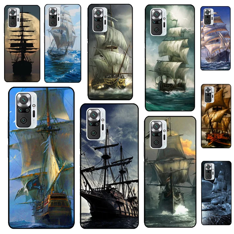 Фото Чехол для Xiaomi Redmi Note 14 13 12 11 10 9 15 Pro Plus, Redmi 15C 13 10C 12C 13C 14C 15 с дизайном парусного пиратского корабля