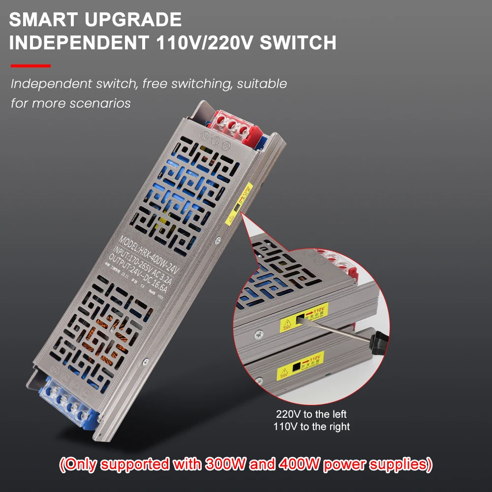 Alimentatore LED di alta qualità trasformatore LED 12V 24V 100W 200W 300W 400W 220V 110V convertitore da ca a cc per striscia LED