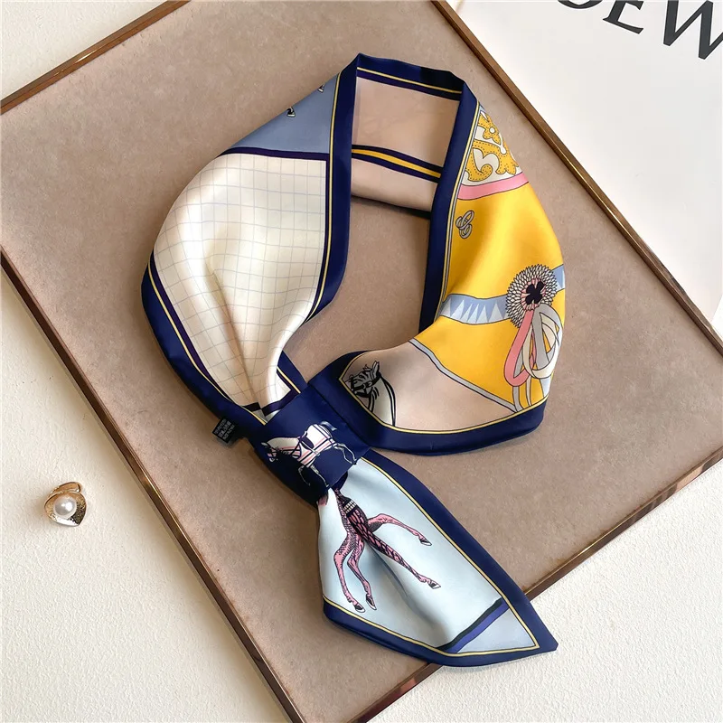 Luxury Brand Skinny Neckerchief Scarf For Women Satin Silk Ribbons Bandana Ladies Neck Tie Wrist Wrap Shawl Echarpe