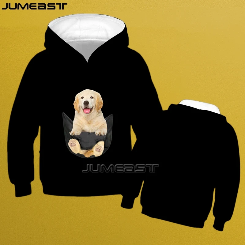 

Jumeast Kids Sweatshirt Boys Girls Streetwear Spring Autumn Full Sleeve Hoodie with Pocket Dog Print Sporty Unisex Hoody